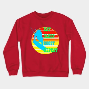 Eat Sleep Boost Repeat Female Kitesufer Retro Sunset Crewneck Sweatshirt